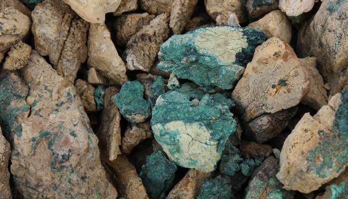 Mineralized boulders at Aston Bay's Storm project on Somerset Island, Nunavut.