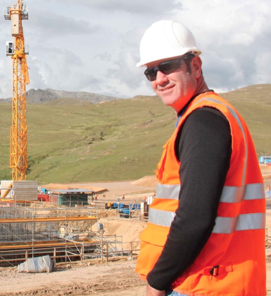 Meagher at the Constancia site, in Peru, during mine construction.