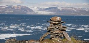 ancient Inuit inukshuk in Nunavut