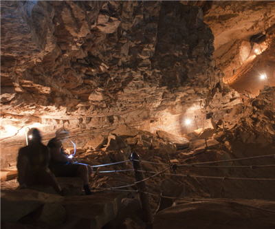 Miners in underground mine