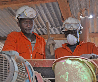 Workers at Kilimapesa gold mine in Kenya