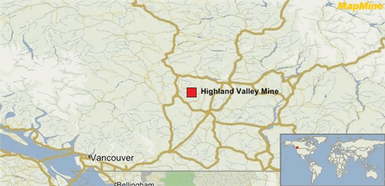 highland valley copper mine map teck