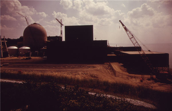 The Donald Cook Nuclear Power Plant is Still Under Construction. Lake Michigan at Bridgman