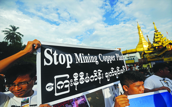 Myanmar villagers in tense standoff over China-backed copper mine
