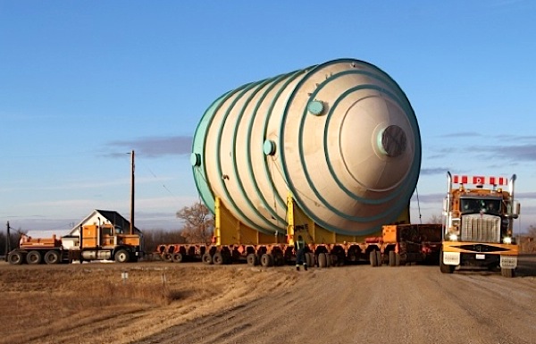 Heavy equipment on the move to potash mine in Canada