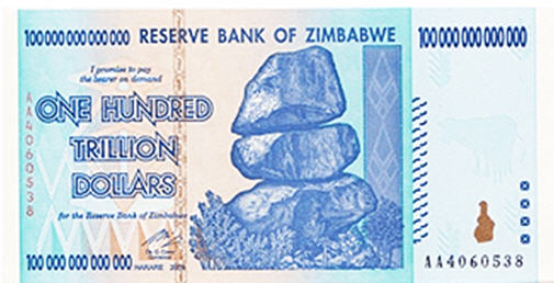 Look what's happening to gold priced in other currencies - Zimbabwe bill