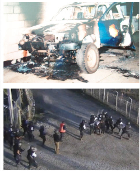 Image: HudBay riot damage (top) and an image recorded by a security camera on April 27, 2013 showing security personnel confronting protesters at Tahoe Resources Inc.'s Escobal silver mine in Guatemala I Submitted