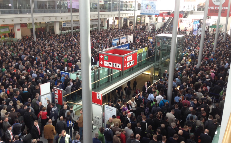 Crowds at the opening of Bauma 2016 in Munich. 