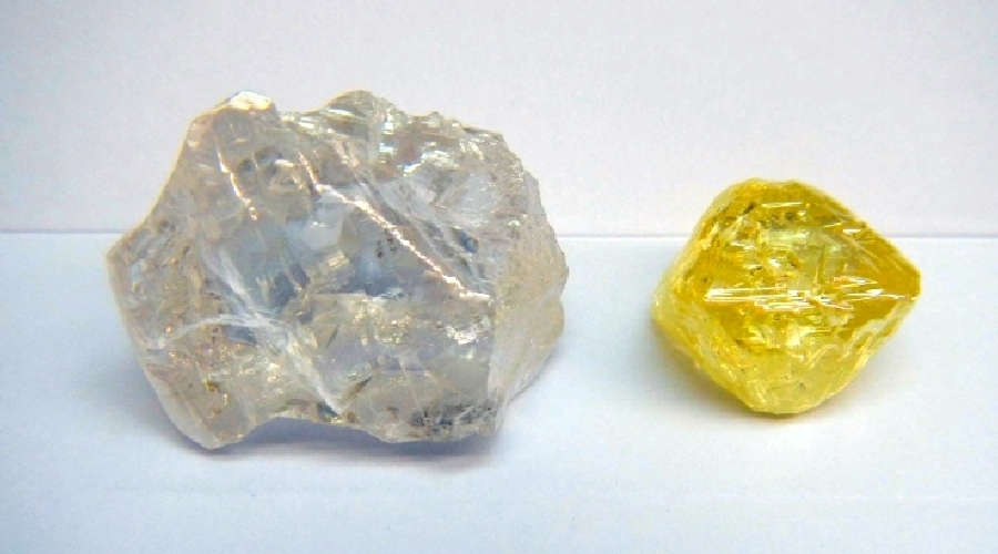 35 carat Type IIa D-colour from E46 and 13 carat fancy yellow from Mining Block 6 – recovered post last sale