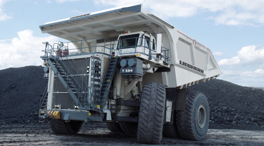 Liebherr T 284 ultra-class mining truck offers a payload of 400 tons (363 tonnes)