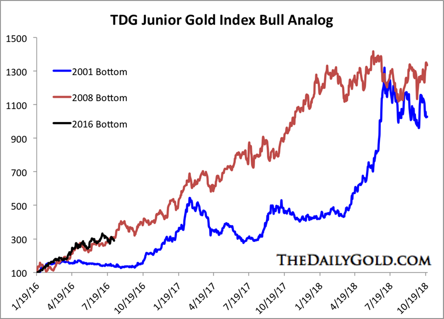 Gold and gold stocks bull analogs - TDG Junior Gold Index