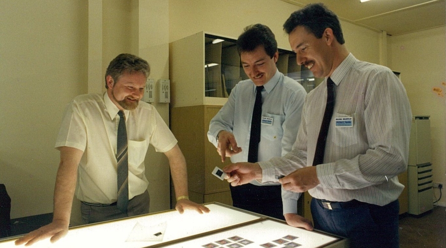 From left to right: David Blackwell, Engineering Director; Geoff Binks, Technical Service Coordinator; Ron Campbell, Managing Director, circa 1988