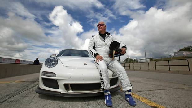 Gerald Panneton with his Porsche GT3 RS on the track at Mosport. (FRED THORNHILL for The Globe and Mail)