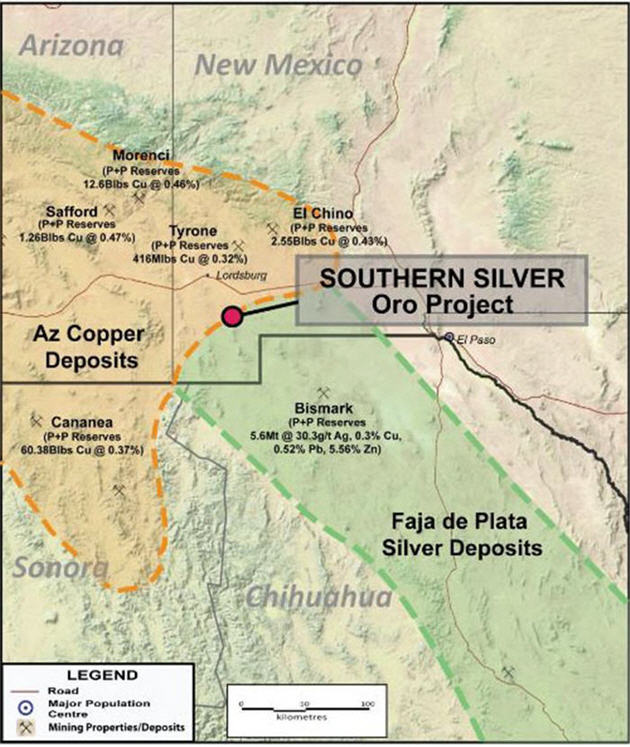 Southern Silver Oro Project Map V1
