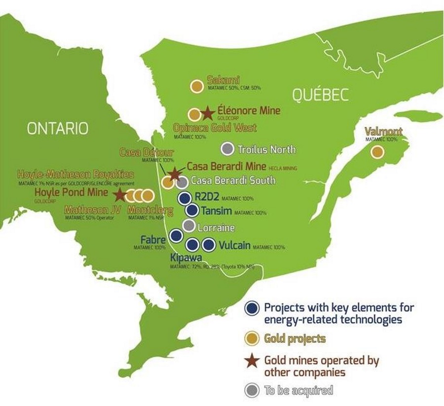 Mines in Ontario and Quebec
