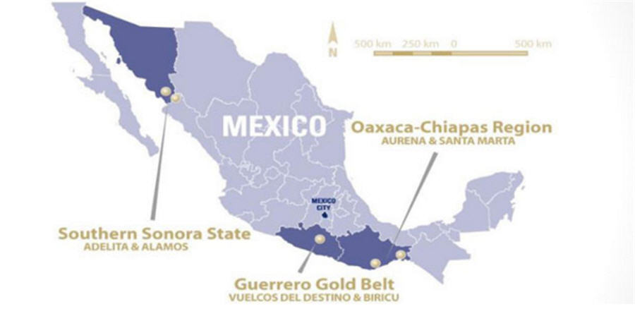 Minaurum gold advancing Alamos Silver - Mexico Map