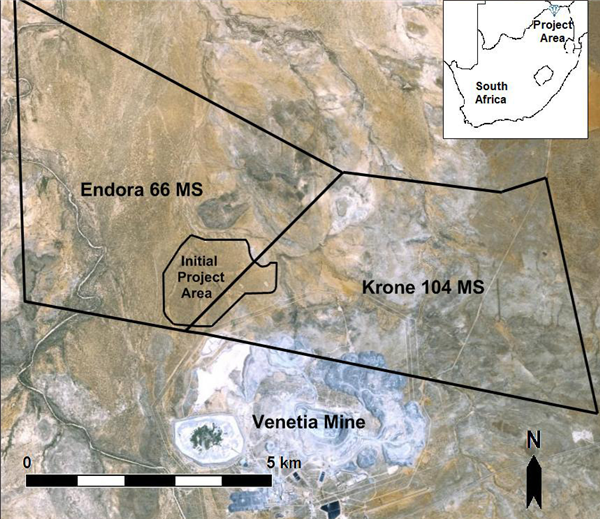 Map showing De Beers mine sites in South Africa