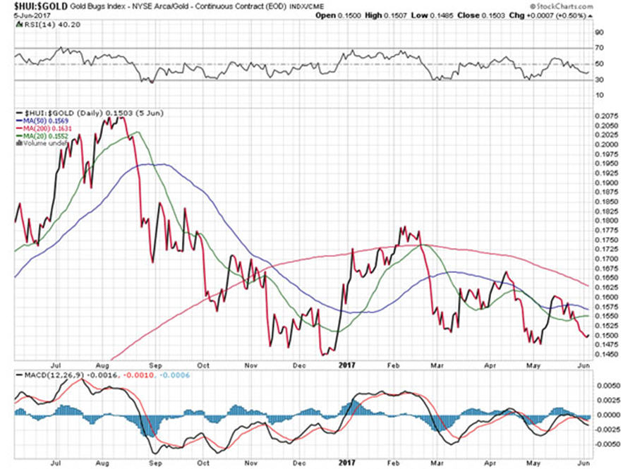 Gold Breaks Out - HUI Gold Gold Bugs Index Daily graph