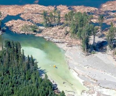 Aerial view of Mount Polley tailings-dam breach, August 2014 BIV files
