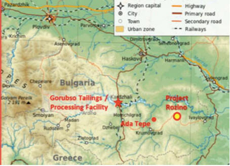 Velocity Minerals - exciting gold play in Bulgaria - map