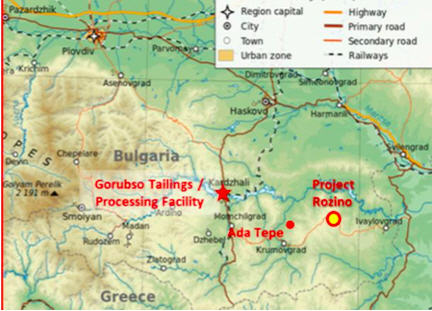 Velocity Minerals - exciting gold play in Bulgaria - map2