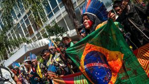 Indigenous people march on the Brazil capital.