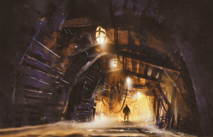 Mine shaft digital painting