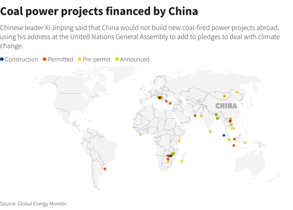 China vows to end funding for overseas coal power plants