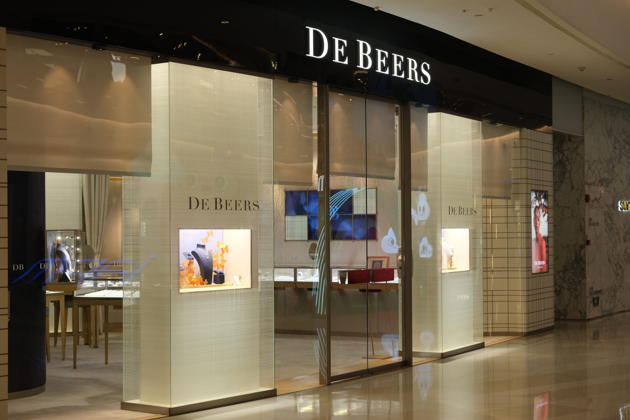 Shanghai,China-July 10th 2022: DE BEERS retail store. Diamond b