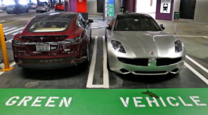 Electric cars parked