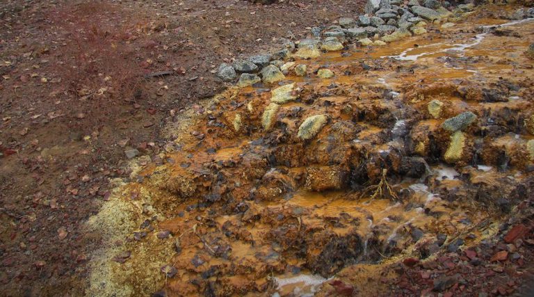 Mercury-polluted water at the New Idria mercury mine