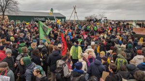 Activists protesting the expansion of RWE's open-pit coal mine in Lützerath, Germany