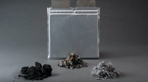 Materials recovered from a shredded battery.