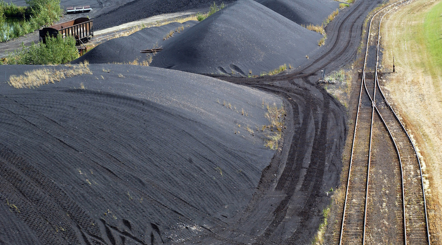 A stockpile of coal maintained by the base power plant at Eielson Air Force Base in Alaska