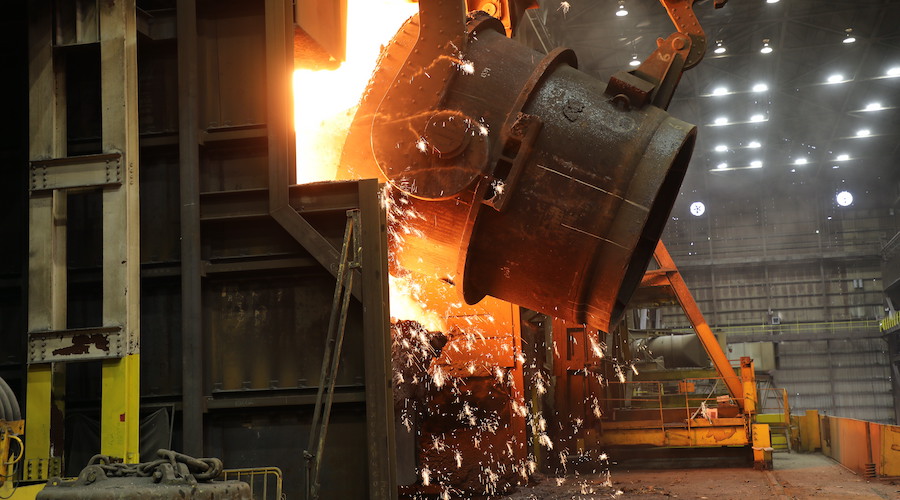 Steelmaking process at US Steel plant
