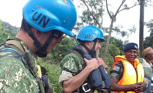 Peacekeepers patrolling the Fizi village in 2017