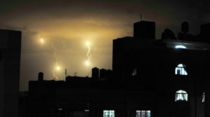 Gaza City night sky during hostilities in 2014