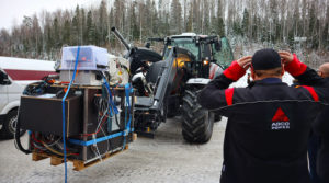 Diesel-powered tractor filled with e-fuel at AGCO Power's Linnavuori factory