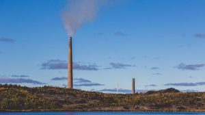 Smoke stacks from the Vale Copper Cliff Nickel Refinery in Sudbury, Ontario, Canada