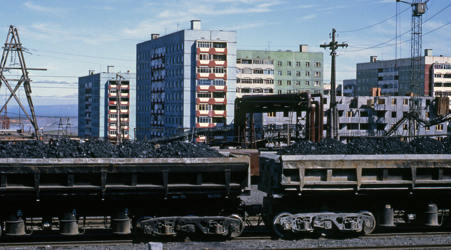 Norilsk, trains with nickel ore, North Siberia, Russia