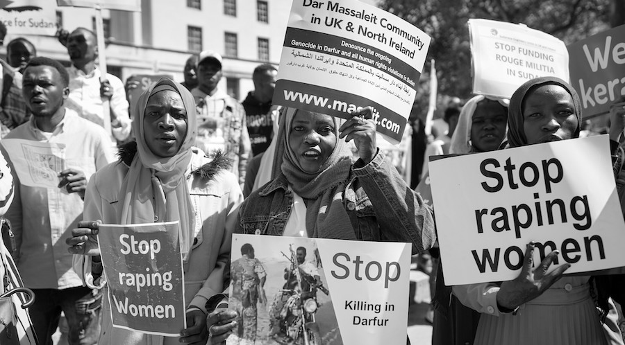 Protest in the UK against the war in Sudan.