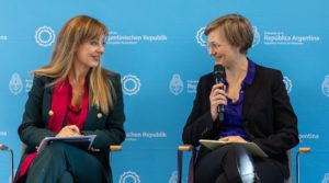 Argentina's Mining Secretary Flavia Royon and Germany's Parliamentary State Secretary for Economic Affairs and Climate Action Franziska Brantner