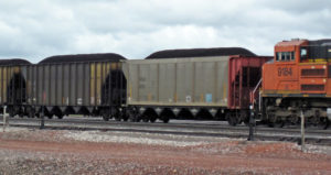 Loaded coal train in Rozet, Wyoming, USA