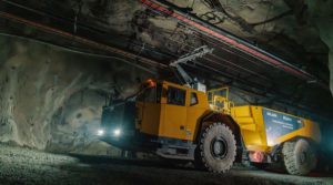 ABB, Boliden, and Epiroc's first battery-electric underground truck with a trolley system.