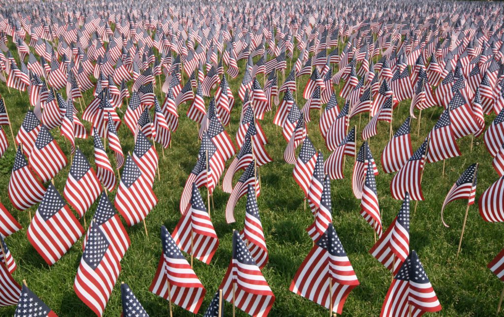 US Election U.S. flag harris trump