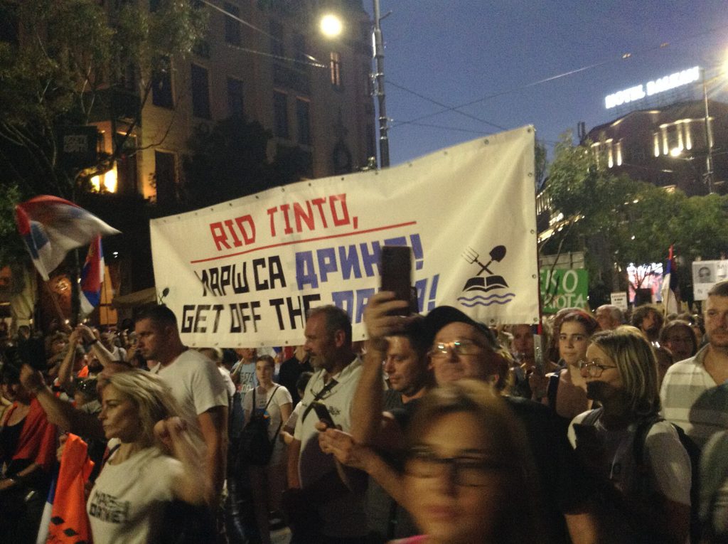 Rio Tinto Serbia Jadar Lithium Protest Aug. 24